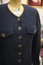 Vintage Chanel Navy Tweed Jacket FR36 90s