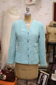 Vintage Chanel Mint Green Tweed Jacket FR36