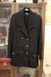 Vintage Chanel Double Breasted Black Jacket FR38