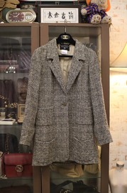 Vintage Chanel Grey Checks Wool Blazer FR34 1997 Autumn
