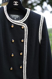 Vintage Chanel Black & White Wool Jacket FR38 90s