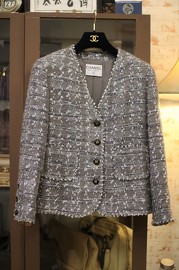 Vintage Chanel Grey Multi Wool Tweed Jacket FR38/40
