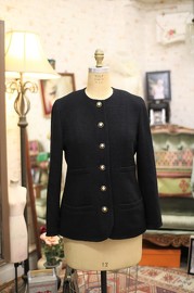 Vintage Chanel Black Wool Jacket FR42 1993