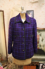 Vintage Chanel Purple Multi Tweed Jacket FR38 80s