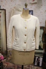 Vintage Chanel Creme Wool Jacket FR42 80s