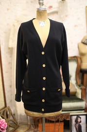 Vintage Chanel Black Long Cardigan Size M 90s