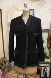 Vintage Chanel Wool Fitted Jacket With Faux Fur Twim FR38 1994