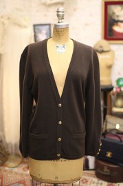 Vintage Chanel Brown Cashmere Cardigan Size M 80s Fits Size L Gals