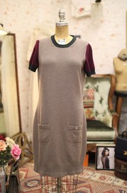 Pre Owned Chanel Cashmere Dress FR40 with Silver CC TurnLocks Designs Fits FR36 gals