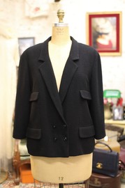 Vintage Chanel Black Wool Jacket FR48 from 1999