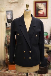 Vintage Chanel Navy Cashmere Wool Jacket FR42 80s
