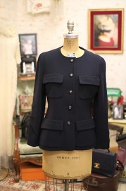 Vintage Chanel Navy Round Neck Jacket FR36 90s