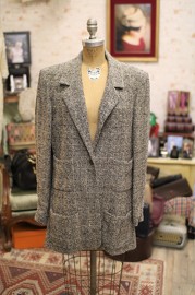 Vintage Chanel Grey Checks Wool Blazer FR42 1997 Autumn