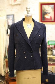 Vintage Chanel Navy Wool Jacket FR36 1997 Cruise Collection