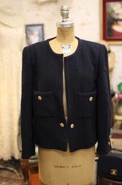 Vintage Chanel Navy Wool Jacket Late 80s FR38