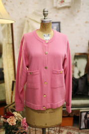 Vintage Chanel Pink Cashmere Cardigan Size M Late 80s