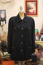Vintage Chanel Black Cashmere Coat FR36 1995 Also Fits FR38-40 Gals