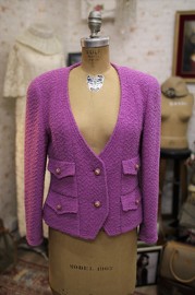 Vintage Chanel Fuschia Bouclé Jacket FR38 90s