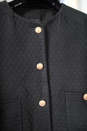 Vintage Chanel Black Quilted Cotton Silk Jacket FR34 as marked