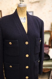 Vintage Chanel Navy Tweed Skirt Set FR38/40 80s