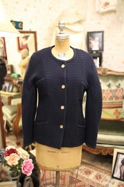Vintage Chanel Navy Tweed Jacket FR36 80s