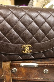 Vintage Chanel Brown Caviar Diana Flap Bag 25cm