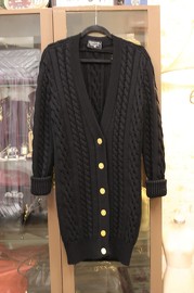 Vintage 1980s Chanel Black Heavy Knit Long Cardigan FR38 Super Rare