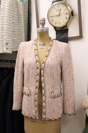 Pretty Pre Owned Chanel Pink Tweed Jacket FR38 2002