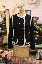 Vintage Chanel Black White Wool Jacket FR38 90s