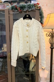 Vintage Chanel Ivory Heavy Knit Cradigan FR40 80s