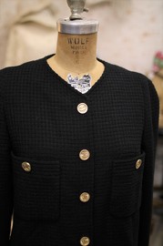 Vintage Chanel Black Tweed Iconic Set from 80s FR36 with Beautiful Lining