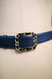Vintage Chanel Hunter Green Caviar Leather Belt 75/30 Fits for 27'29