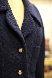 Vintage Chanel Navy Tweed Jacket FR42 90s