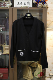 Pre Owned Chanel Staff Uniform Black Wool Cardigan 2009 FR38