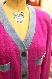 Vintage Chanel Pink X Denim Jacket 1991 FW FR38