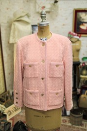 Vintage Chanel Pink Tweed Jacket 80s FR44