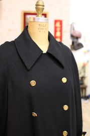 Vintage Chanel Black Wool Long Coat FR42-FR48 80s