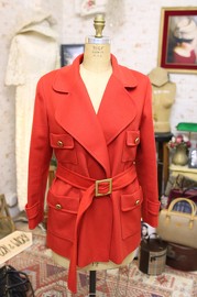 Vintage Chanel Red Cashmere Coat FR40/42 1994