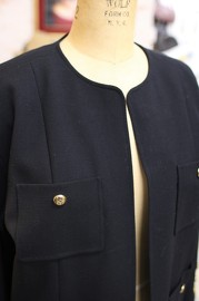 Vintage Chanel Black Open Front Jacket FR42 80s Fits for a FR44 gal more