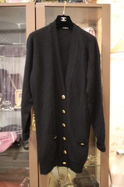 Vintage Chanel Black Cashmere Long Cardigan FR38 1993