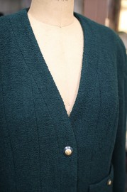 Vintage Chanel Green Boucle Jacket FR46 1993