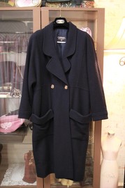 Vintage Chanel Navy Wool Coat FR40 Late 80s