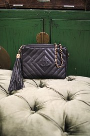 Gorgeous Vintage Chanel Caviar Black Tassel Bag With Extra Long Tassel