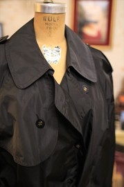 Vintage Chanel Black Belted Trench Coat Rain Jacket FR44 1993