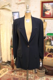 Vintage Chanel Black Dolly Style Blazer FR36 1993 Thinner Wool