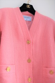 Vintage Chanel Candy Pink Wool Jacket FR40 80s