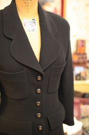 Vintage Chanel Black Wool Suit with Skirt FR36 1993 Spring Collection