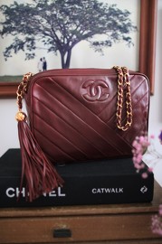 Vintage Chanel Burgundy Lambskin Tassel Bag