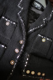 Vintage Chanel Iconic Black Boucle Jacket FR38 from 1994
