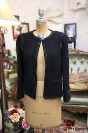 Pre Owned Chanel Black Tweed Jacket FR42 2009